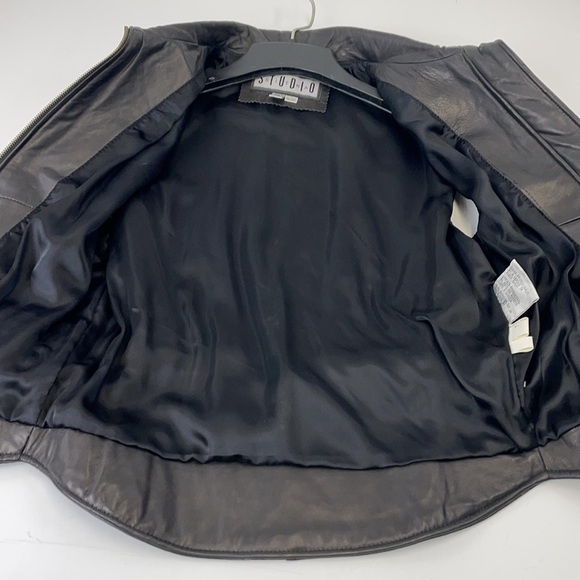 STUDIO LEATHER BELTED VEST SZ XS BLACK - Picture 8 of 8